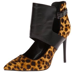 Kenneth Cole New York Women's Bon-Net Leopard Black Leather KILLER PUMPS EUC 7